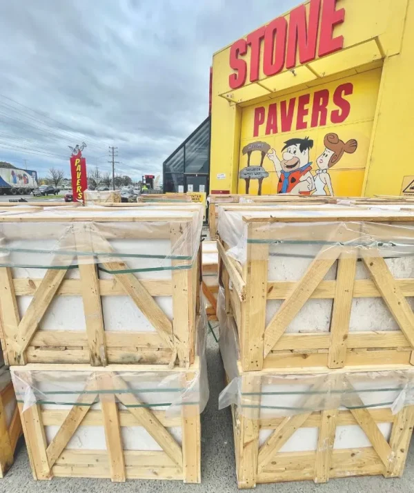 Two large crates of shell white limestone crates