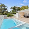travertine pool coping ivory and travertine crazy paving in barbeque area
