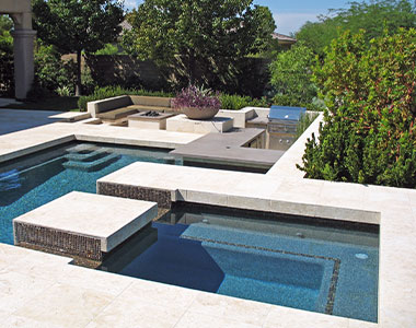 Travertine drop face pool coping melbourne