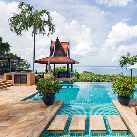 A picture of sandstone pavers around a pool in Melbourne.