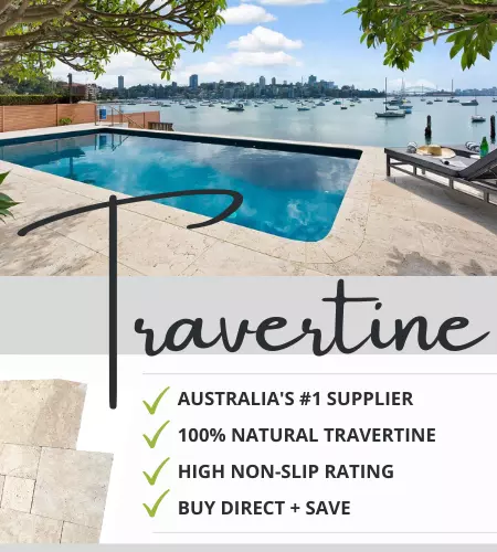 Image link to Travertine page with an image of travertine pavers Melbourne