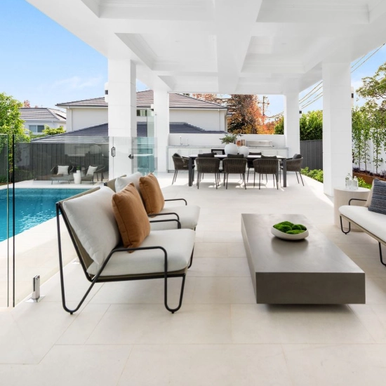 white limestone pavers