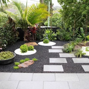 A picture of White Granite pavers as steppers